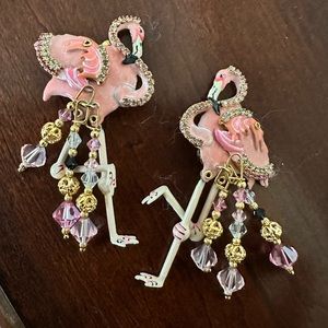 Pretty flamingo clip Lunch at the Ritz earrings